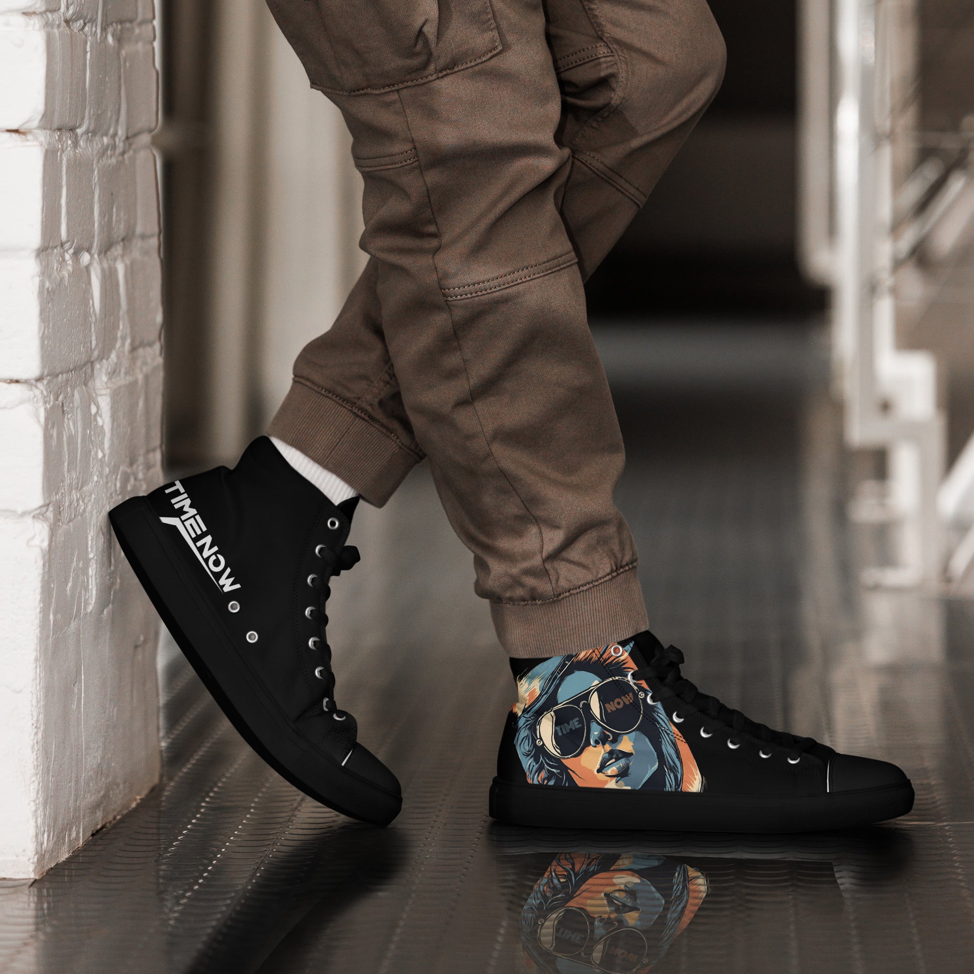 Retro Chick - Black - Men’s high top canvas shoes