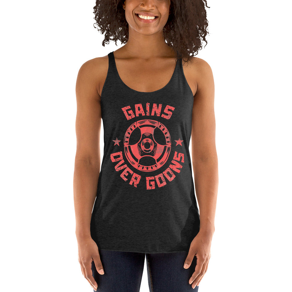 Gains Over Goons - Women's Racerback Tank